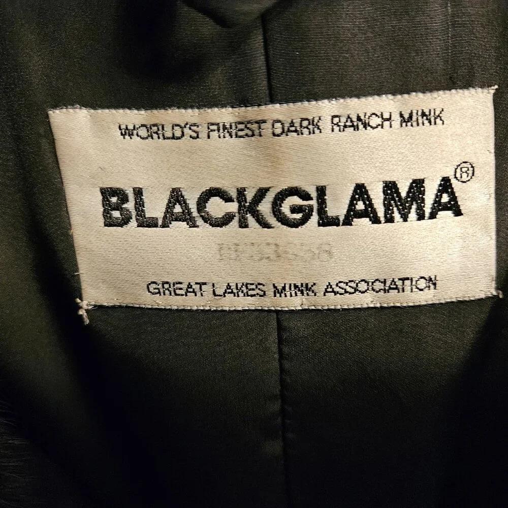 BLACKGLAMA Dark Ranch Mink Fur Coat‎ - Size 12 - Perfect Condition with Hood